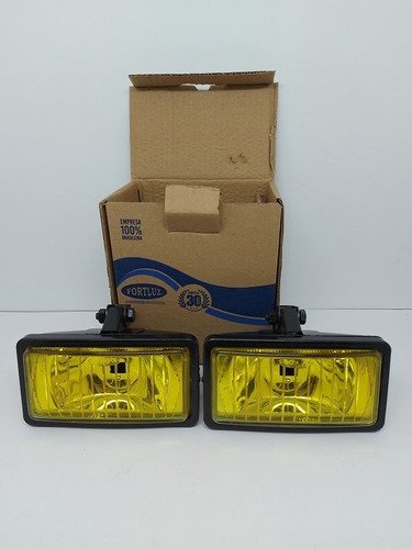 Farol De Milha Retangular Adaptável Lente Amarela Par - Imagem 3