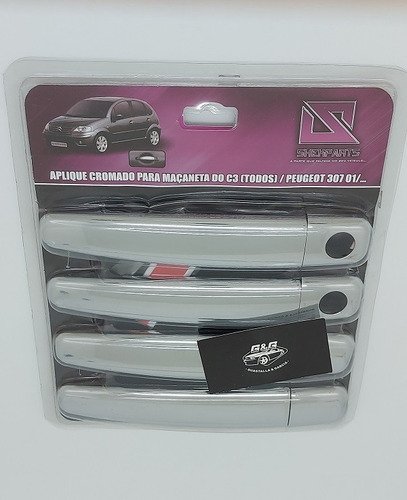 Aplique Cromado Maçaneta Citroen C3 03/14 Peugeot 307 02/14 - Imagem 2
