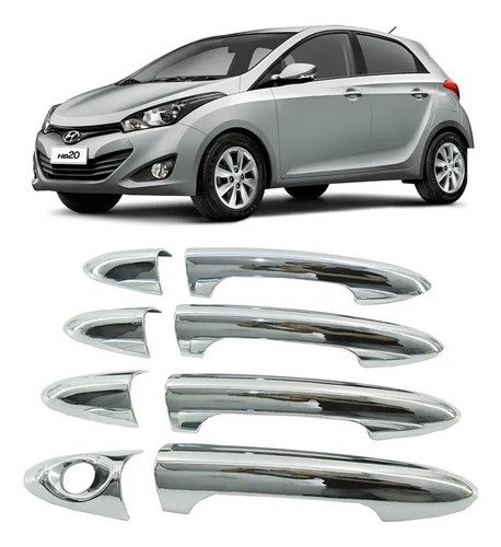 Aplique Cromado Maçaneta Hyundai Hb20 - Kit 4 Peças