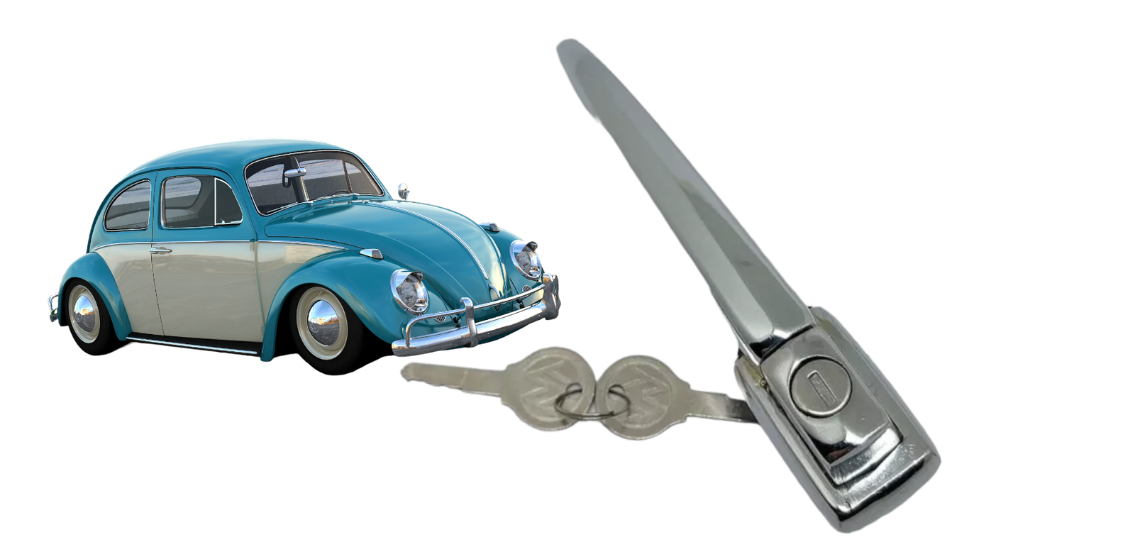 Maçaneta Externa Vw Fusca 1959 A 1977 Com Chave Cromada