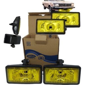 Farol De Milha Retangular Adaptável Lente Amarela Par