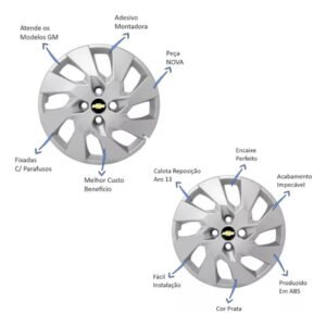 Calota Aro 13 Gm Corsa Celta Onix Jogo 4 Peças Com Emblema