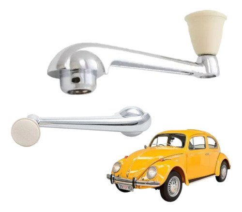 Manivela Reguladora Vidro Vw Fusca Até 70 Marfim - 2 Peças