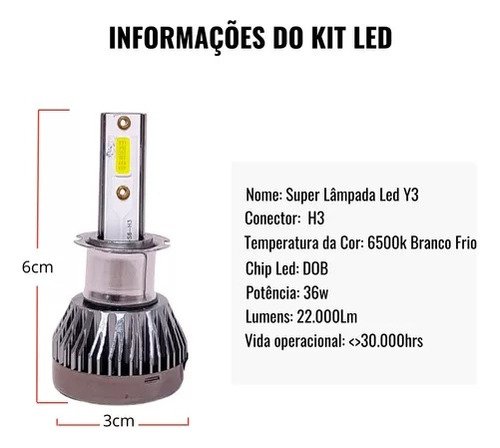Lâmpada H3 Super Led - Kit - Imagem 3