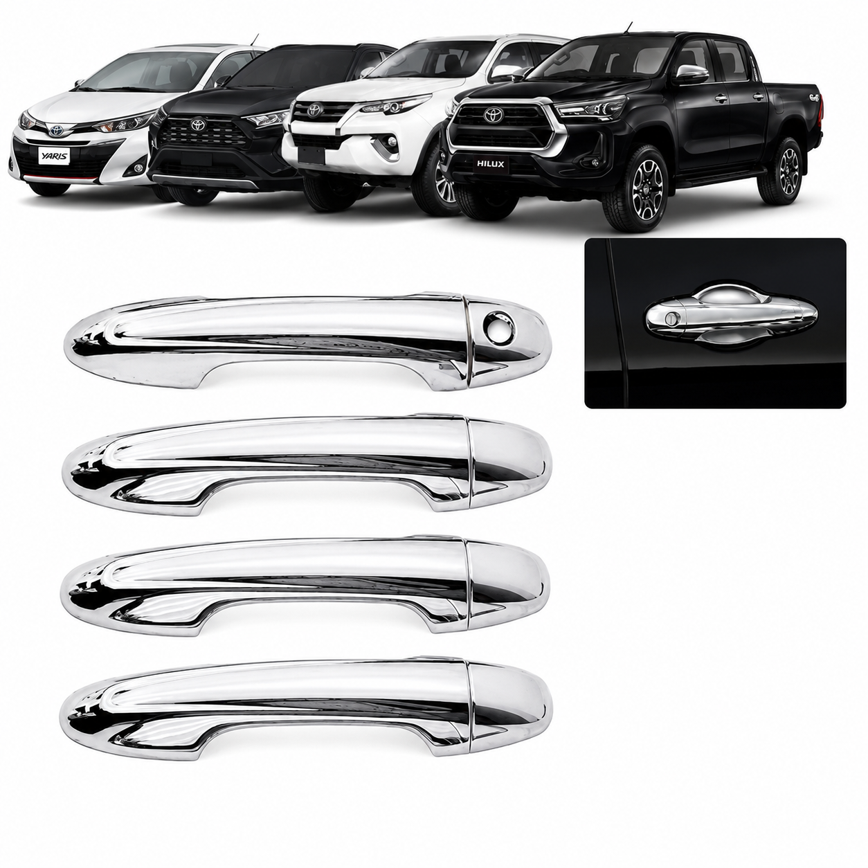 Aplique Cromado Maçaneta Toyota Hilux Yaris Sw4 Rav4 - Kit