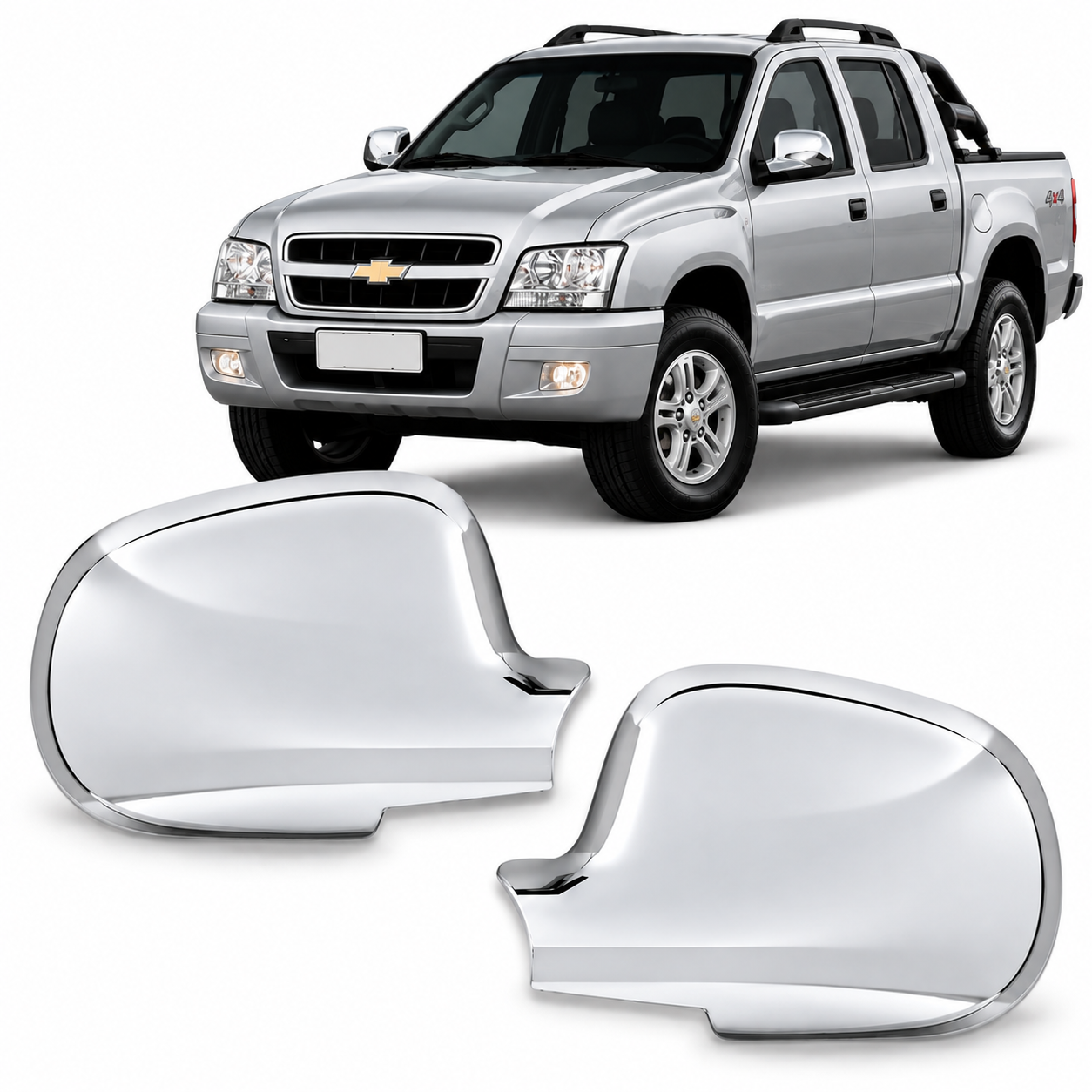 Aplique Cromado Retrovisor S10 Blazer 95 a 2011 - Par