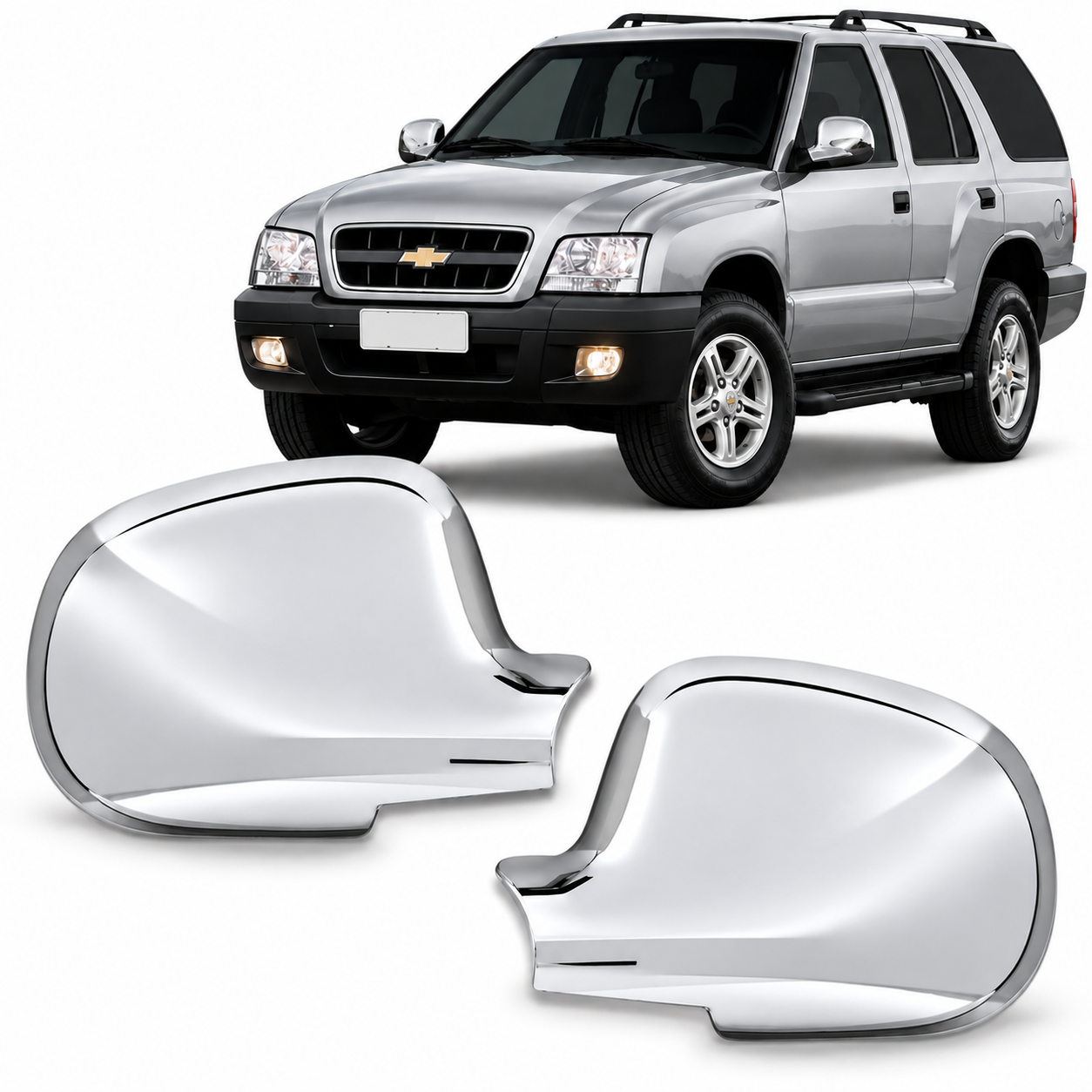 Aplique Cromado Retrovisor S10 Blazer 95 a 2011 - Par - Imagem 2